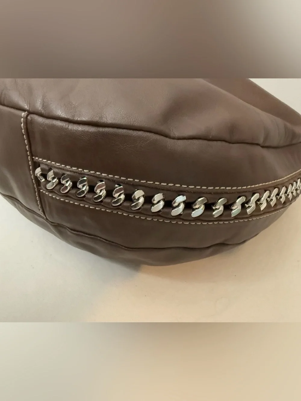 Oki-Doki Brown Faux Leather Hobo Shoulder Bag Made in Italy